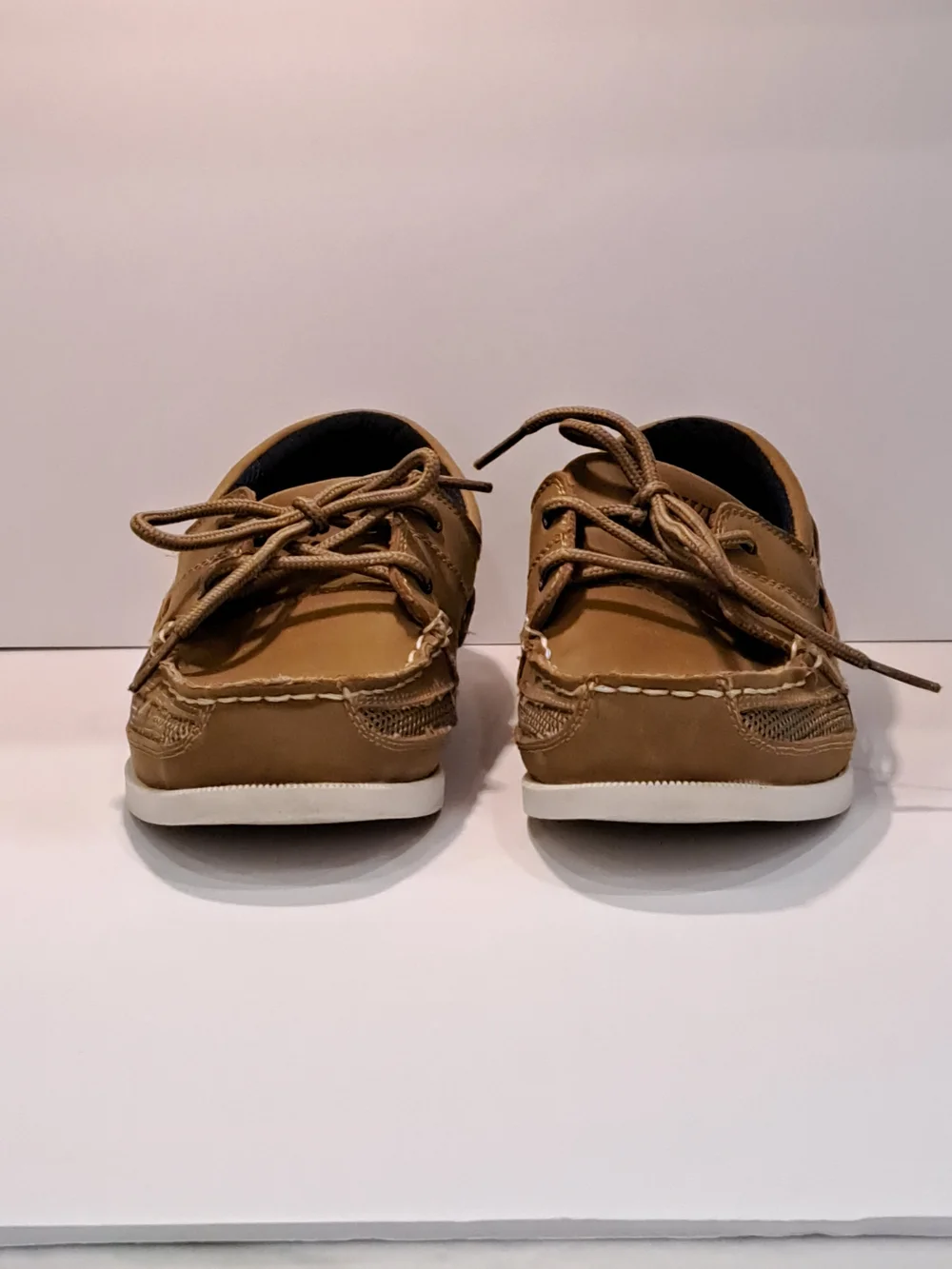 Crown & Ivy Kids Tan Moccasin Boat Shoes Youth 4